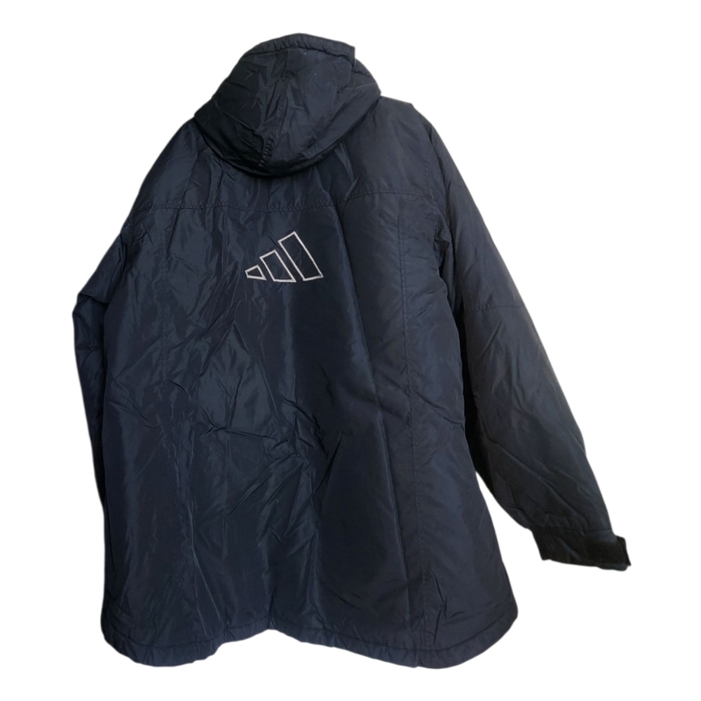 Vtg Y2K Adidas Insulated Windbreaker Jacket Black Hooded Full Zip Grunge...